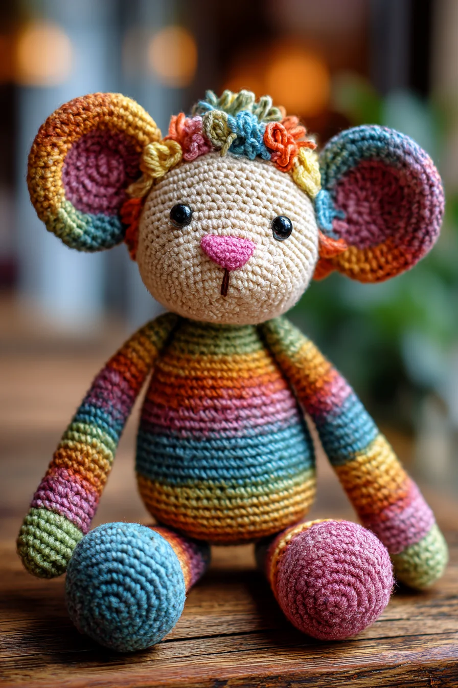 Striped Rainbow Mouse Amigurumi Crochet Pattern — Cute Toy for All Levels