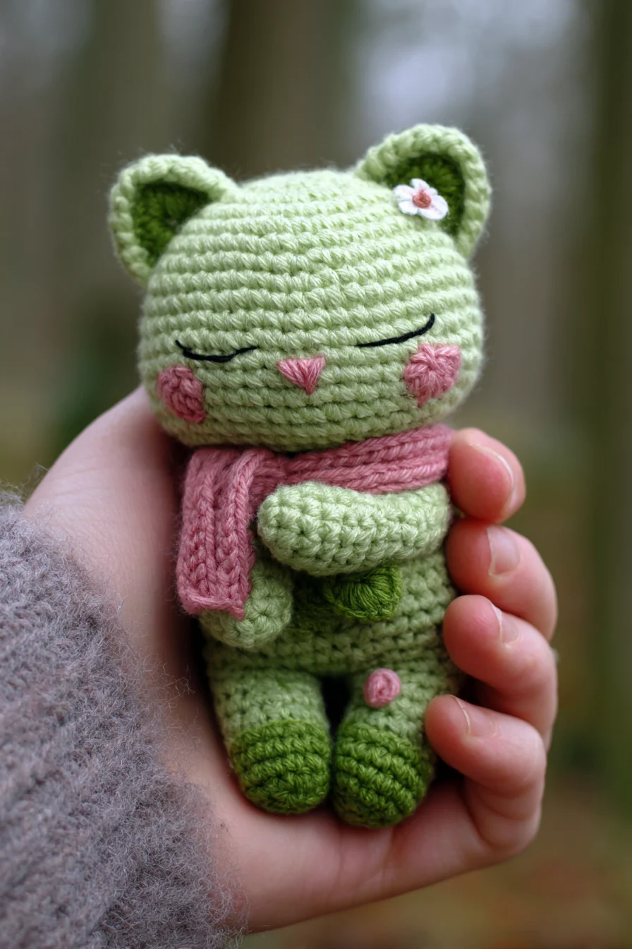Sweet Cat Amigurumi Crochet Pattern — Cute Handheld Amigurumi Cat with Scarf
