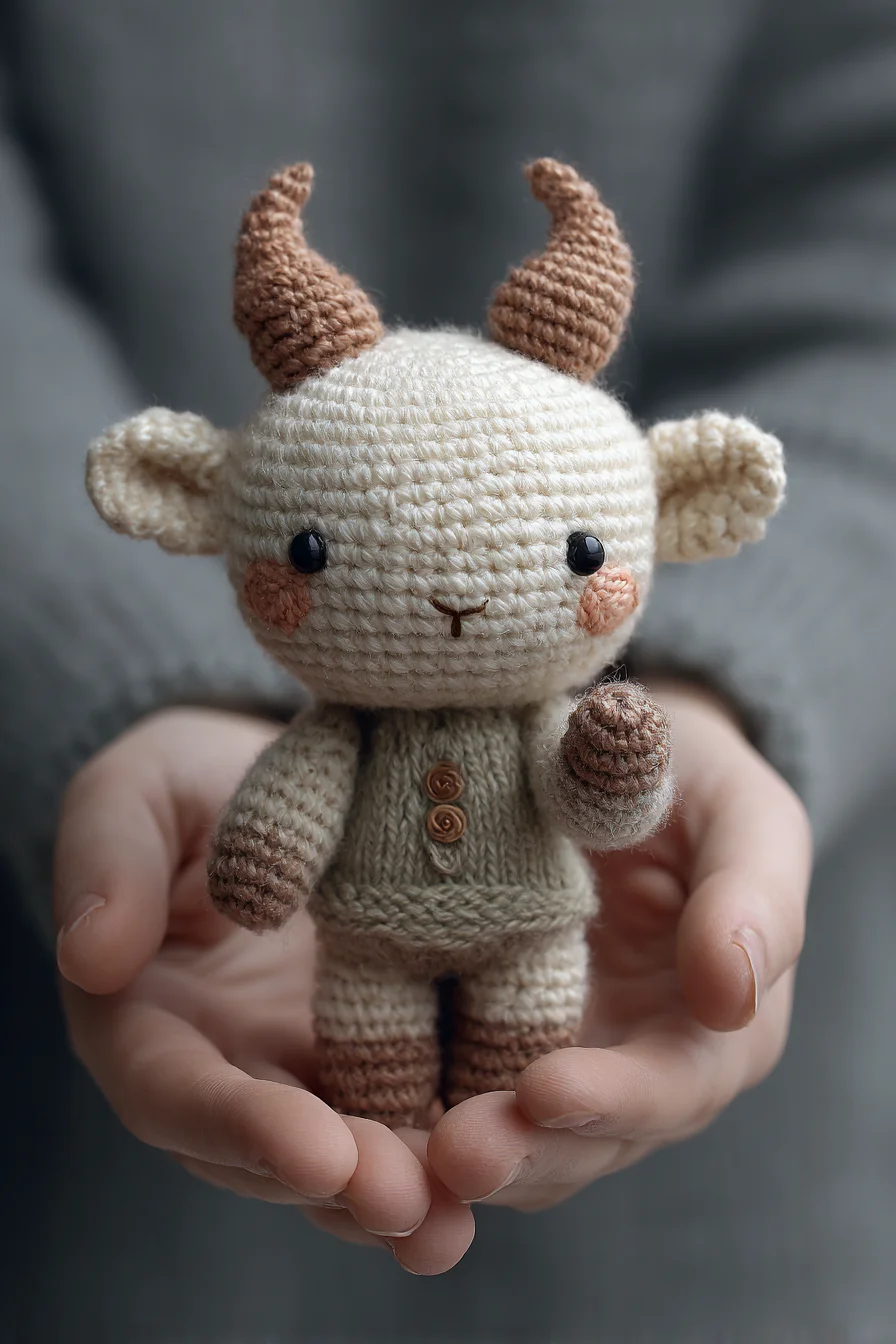 Tiny Goat Amigurumi Crochet Pattern — Cute Horned Plush Toy