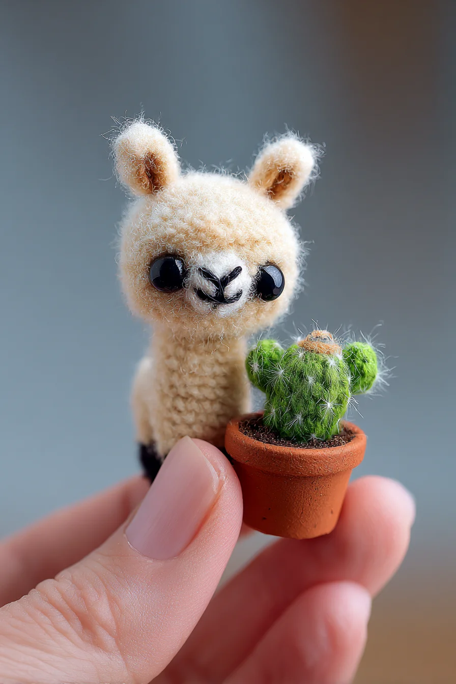 Tiny Llama Amigurumi Crochet Pattern — Fuzzy Mini Plush with Cactus