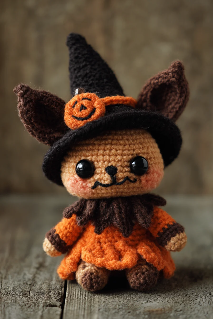 Witch Bat Amigurumi Crochet Pattern — Pumpkin Dress Halloween Plush